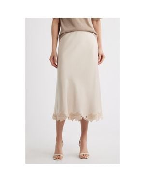 Kobi Halperin Brooks Lace Detail Satin Slip Skirt - Natural