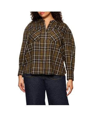 Sanctuary Colette Plaid Button-Up Shirt - Black