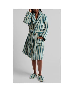 Parachute Stripe Terry Cloth Robe - Green