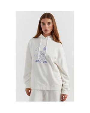 Chinti & Parker Snoopy Graphic Jog On Cotton Hoodie - White