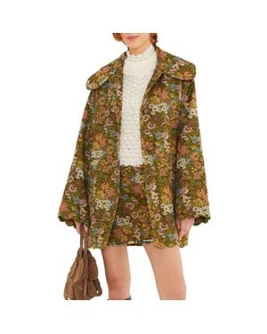 FARM Rio Floral Jacquard Miniskirt - Natural