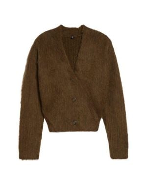 R13 Split Hem Rib Alpaca & Wool Blend Cardigan - Brown
