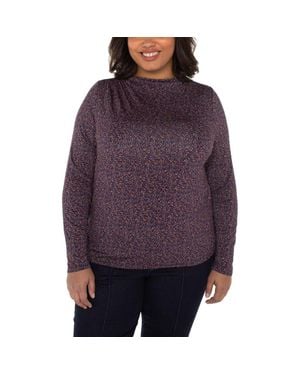 Liverpool Los Angeles Printed Long Sleeve Ruched Jersey Top - Purple