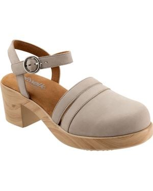 Softwalk Fillmore Ankle Strap Platform Clog - Brown