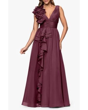 Xscape Evenings Ruffle Organza Gown - Purple