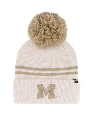 '47 Michigan Wolverines Core & Inline Latte Cuffed Knit Hat With Pom - Natural