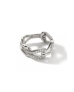 John Hardy Surf Pavé Diamond Link Ring - Metallic