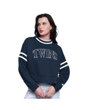 Starter Minnesota Twins Power Play Cropped Pullover Sweatshirt - Blue