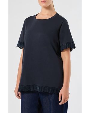 Marina Rinaldi Scallop Trim T-Shirt - Blue