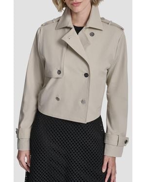 DKNY Long-sleeve Cropped Trench Coat - Natural