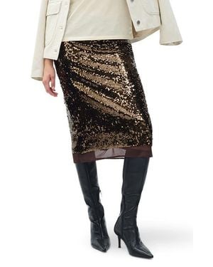 Rag & Bone Lucy Sequin Pencil Skirt - Brown