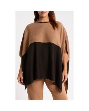 Anne Klein Colorblock Sweater Cape - Black
