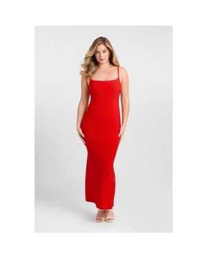 S3 Apparel Sculpting Shapewear Scoop Neck Cami Maxi Dress - Red