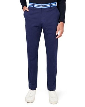 Con.struct Slim Fit Solid Cotton Stretch Pants - Blue