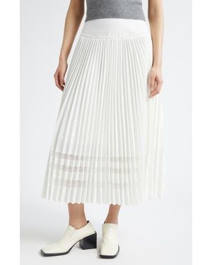 3.1 Phillip Lim Lace Trim Crepe Pleat Midi Skirt - White