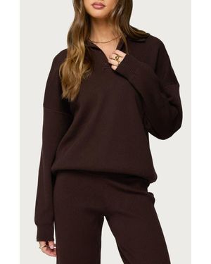 Edikted Lorie Oversize Polo Sweater - Brown