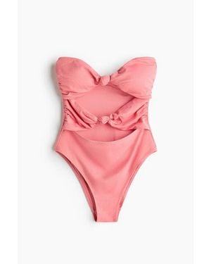H&M Padded-Cup Bandeau Swimsuit - Pink