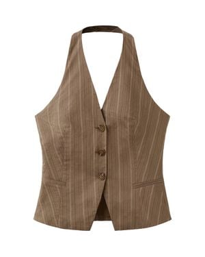 Mango Stripe Halter Vest - Brown