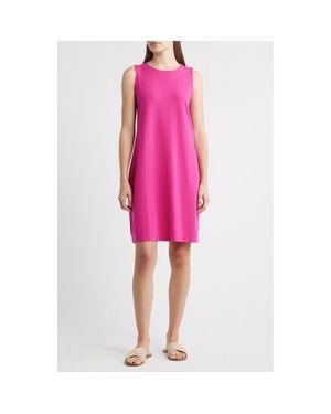Eileen Fisher Jersey Shift Midi Dress - Pink