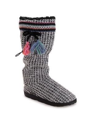 Muk Luks Tabbi Toggle Faux Shearling Slipper - Black
