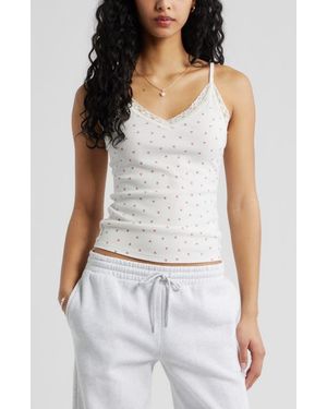 BP. Lace Trim V-Neck Camisole - White