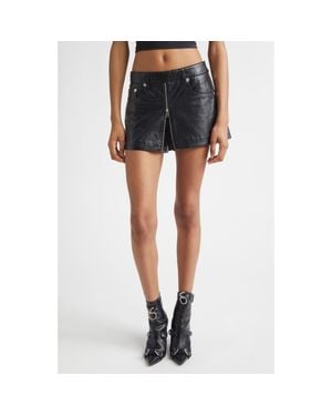 R13 Front Zip Leather Skort - Blue