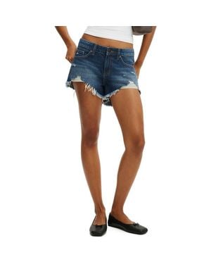 Cotton On Saturday Low Rise Denim Cutoff Shorts - Blue