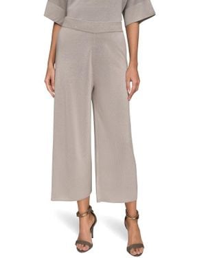 Donna Karan Sequin Dot Crop Wide Leg Knit Pants - Multicolor