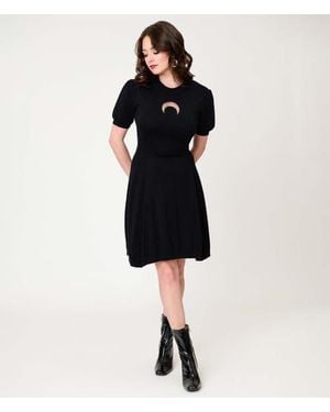 Smak Parlour Heart Cutout Flare Dress - Black