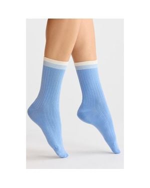 Nordstrom Tipped Wide Rib Dress Socks - Blue
