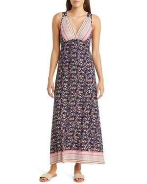 Loveappella Empire Waist Jersey Maxi Dress - Purple