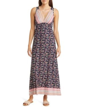 Loveappella Empire Waist Jersey Maxi Dress - Purple