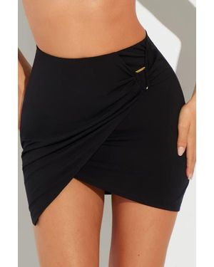 TA3 Sarong Cover-Up Mini Skirt - Black