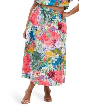 City Chic Sarina Print Maxi Skirt - Red