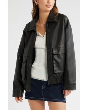 BP. Relaxed Faux Leather Jacket - Black