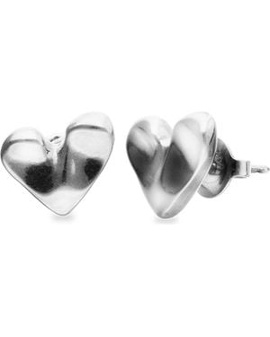 Uno De 50 Sterling Plated Heart Earrings - Metallic