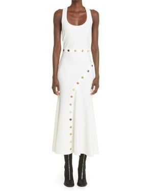 McQueen Alexander Sleeveless Ottoman Knit Midi Dress - White