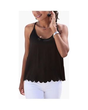 Lascana Scallop Trim Cami Top - Black