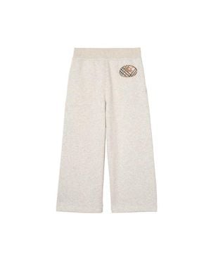 Burberry Check Knight Stamp Cotton Jogging Pants - White