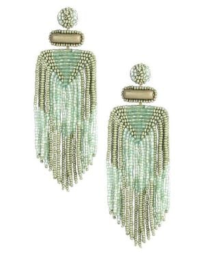 Deepa Gurnani Jody Fringe Drop Earrings - Green