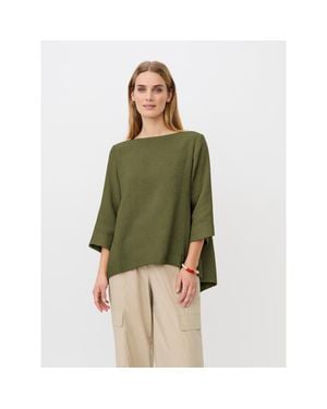 Masai Dovinia 3/4 Sleeve Round Neck Blouse - Green