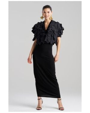Natori Tech Cotton Taffeta Bolero With Embroidery - Black