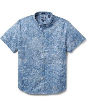 Reyn Spooner Molokai Channel Short Sleeve Cotton Blend Button-Down Shirt - Blue