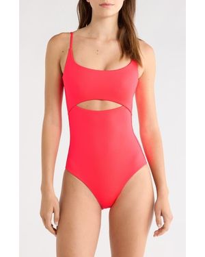 Left On Friday Peak Cutout One-Piece Swimsuit - Red