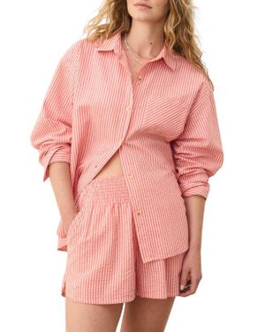 Marine Layer Gracey Seersucker Button-Up Shirt - Pink