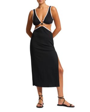 Seafolly Cutout Cover-Up Midi Dress - Black