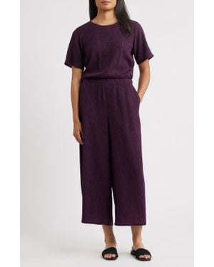 Eileen Fisher Crinkle Wide Leg Jumpsuit - Red