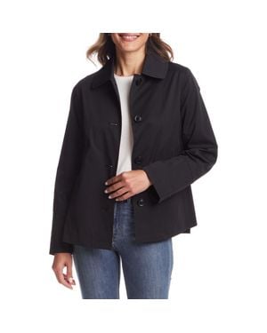 Gallery Button Front Water Resistant Raincoat - Black