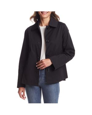 Gallery Button Front Water Resistant Raincoat - Black