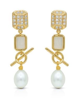 LA MENO Geometric Drop Earrings - Metallic